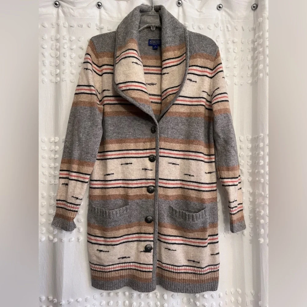 Pendleton Wool Shawl Collar Cardigan Sweater Southwest Print Size MP - Picture 1 of 8